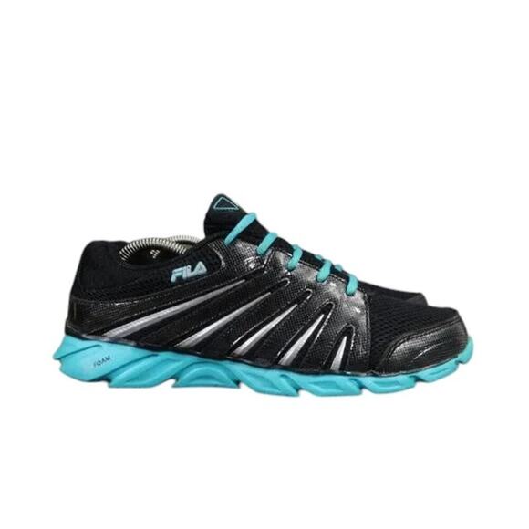 Fila Shoes Womens 10 Athletic Trainers Running Foam Cool Max Black Blue Comfort - Picture 14 of 14